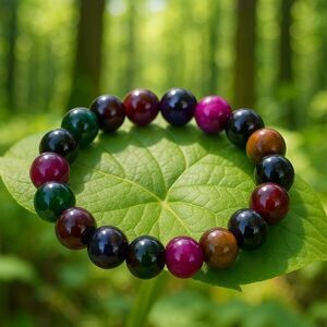 Vibrant Colorful Tiger Beaded Stretch Bracelet - Attracts Money/Wealth Unisex